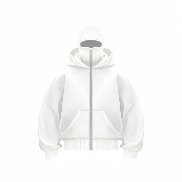 Balaclava Hoodie With Mask - White
