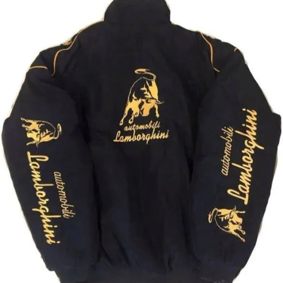 Black & Gold Racing Bomber Jacket – Motorsport Varsity Style
