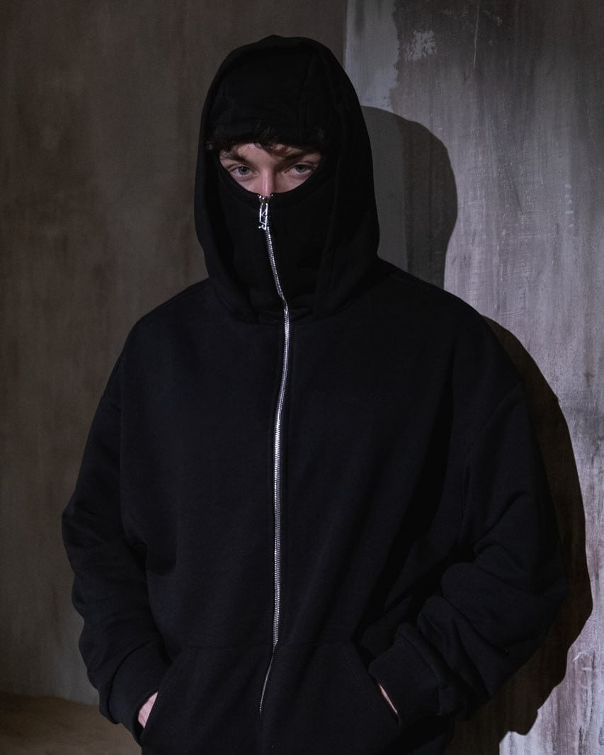 Balaclava Hoodie With Mask - Black