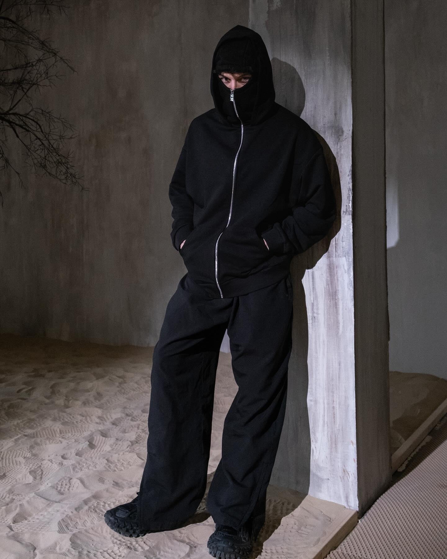 Balaclava Hoodie With Mask - Black