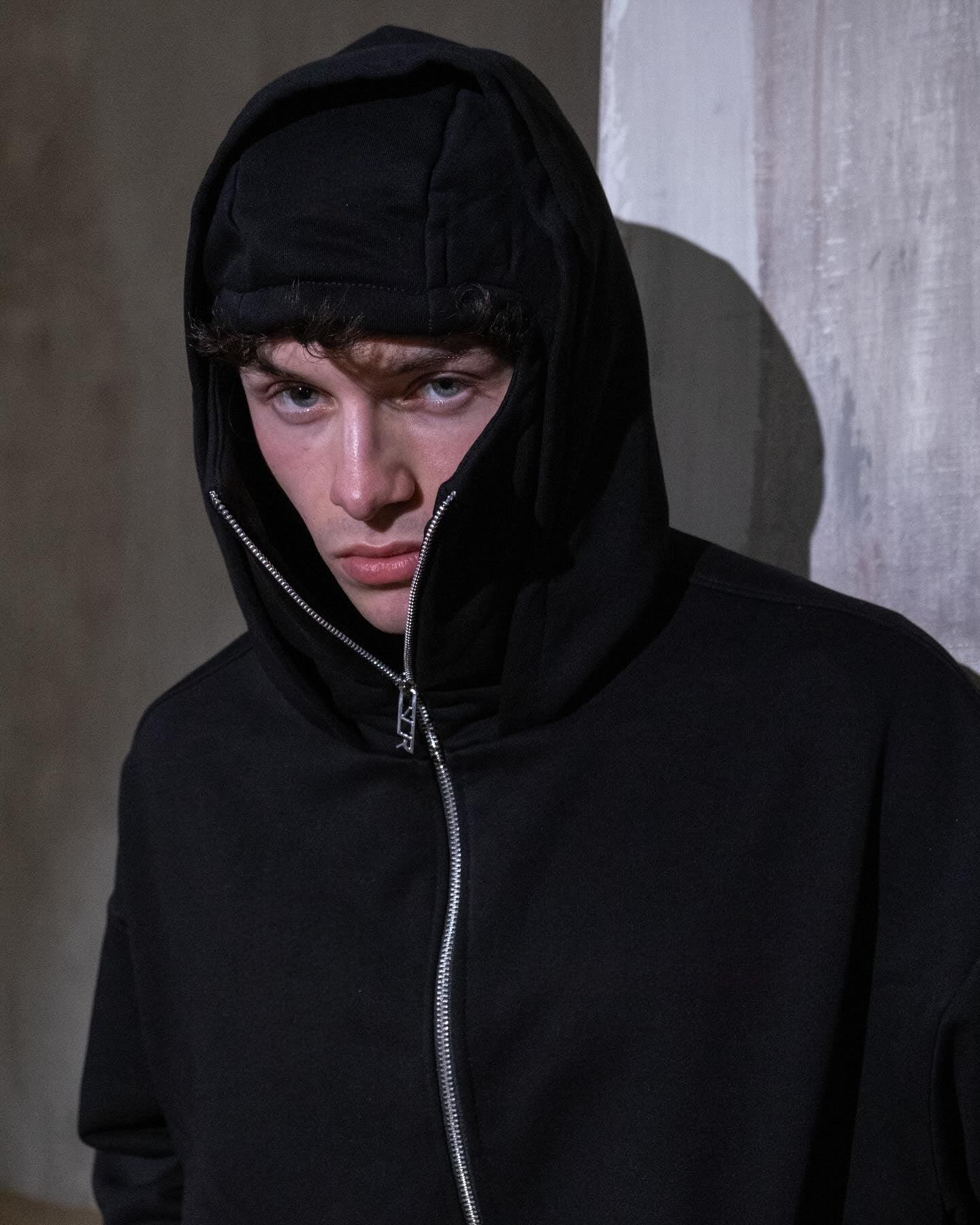 Balaclava Hoodie With Mask - Black
