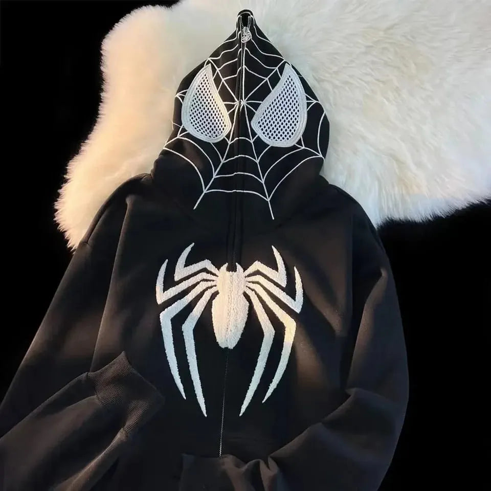 Spider Man Full Zipper Embroidery Hoodie