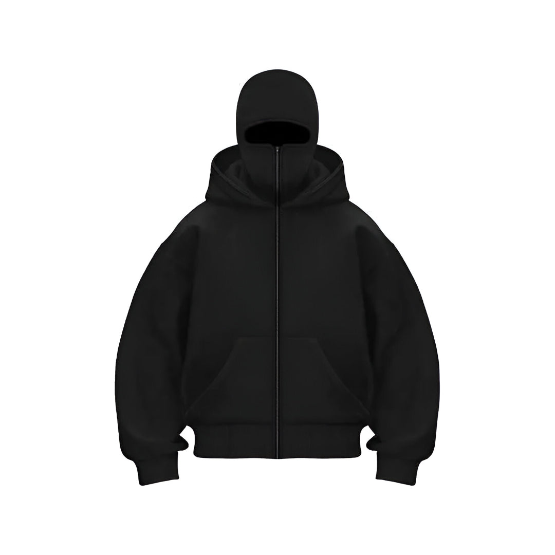 Balaclava Hoodie With Mask - Black