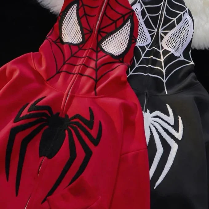 Spider Man Full Zipper Embroidery Hoodie